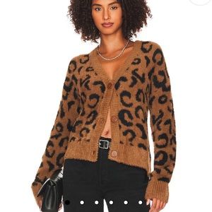 LIKE NEW Bella Dahl Sweater Cardigan - Dark Cacao Animal Print